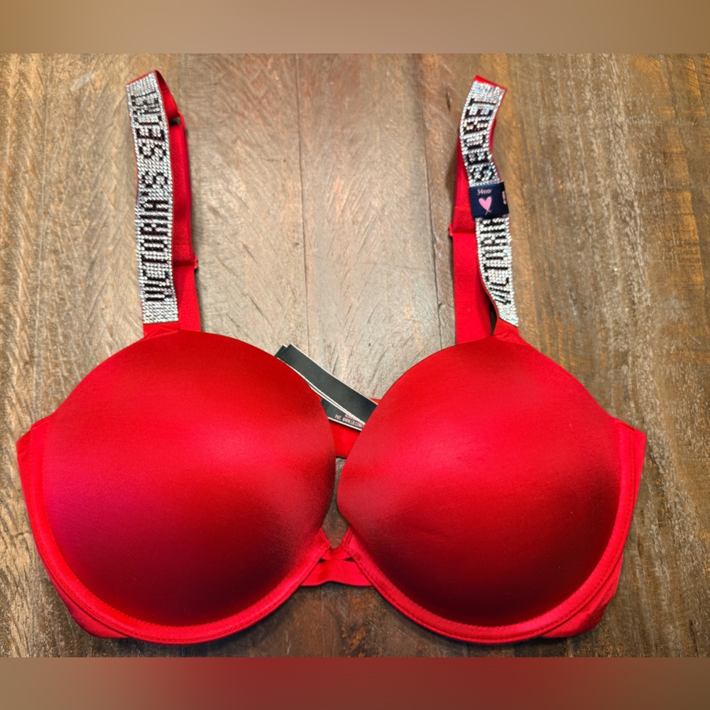 Victoria's Secret Red Bra with Black and White Straps